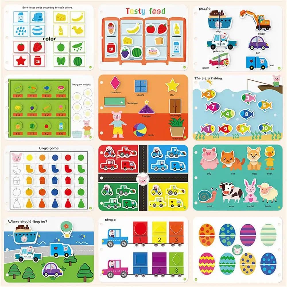 image-Montessori Paste Quiet Book Children Toy Paste My First Busy Kids Book Animal Number Matching Puzzle Game Educational Toy libros