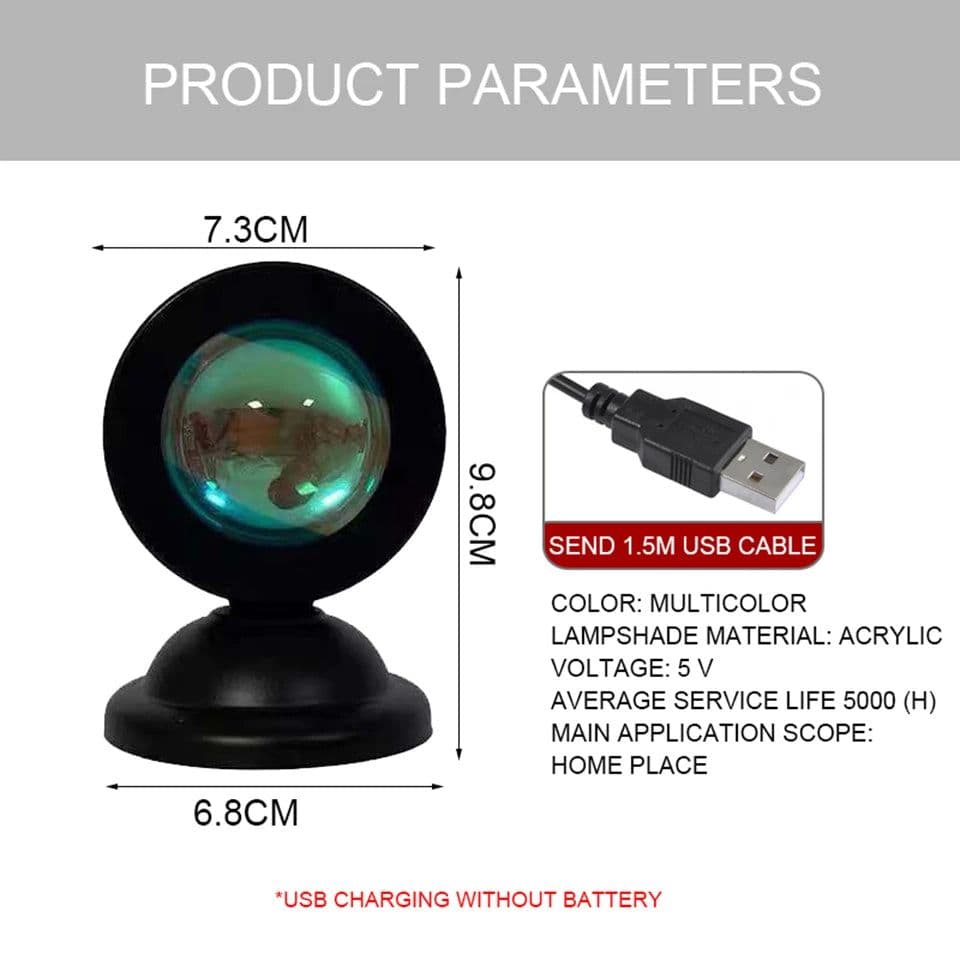 image-Mini USB Sunset Lamp Led Projector Night Light 16 Colors Switch Rainbow Atmosphere Home Bedroom Background Wall Decoration Gift