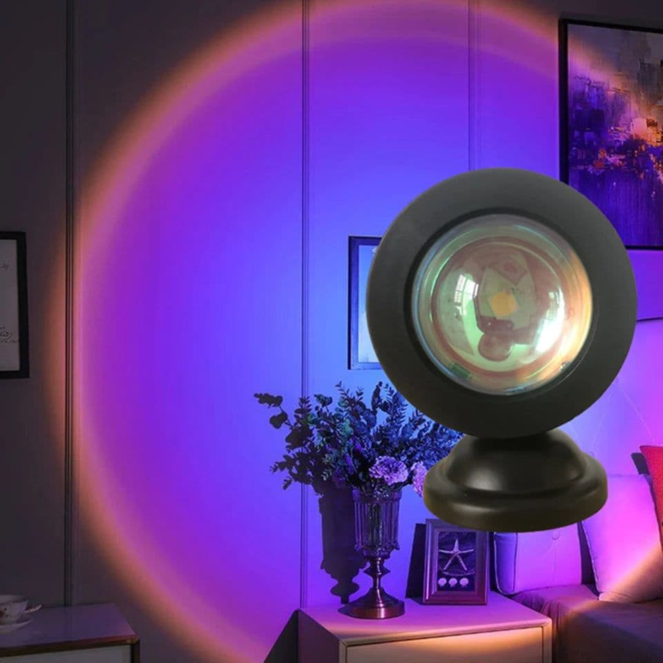 image-Mini USB Sunset Lamp Led Projector Night Light 16 Colors Switch Rainbow Atmosphere Home Bedroom Background Wall Decoration Gift