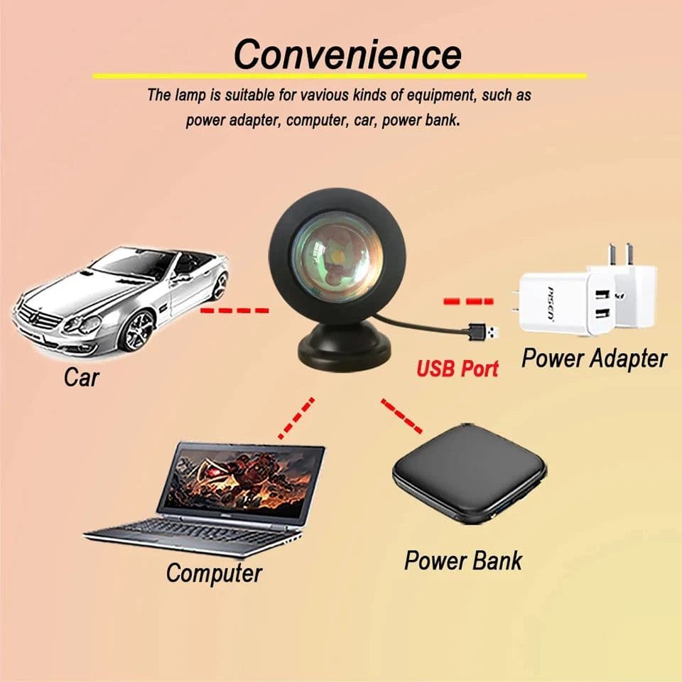 image-Mini USB Sunset Lamp Led Projector Night Light 16 Colors Switch Rainbow Atmosphere Home Bedroom Background Wall Decoration Gift