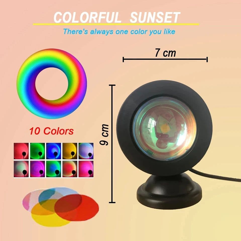 image-Mini USB Sunset Lamp Led Projector Night Light 16 Colors Switch Rainbow Atmosphere Home Bedroom Background Wall Decoration Gift