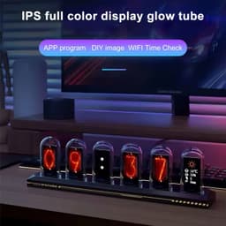 image-RGB Nixie Tube Clock LED Glows IPS Color Screen DIY Analog Digital Tube Night lights Gaming Desktop Home Decoration Gift Idea