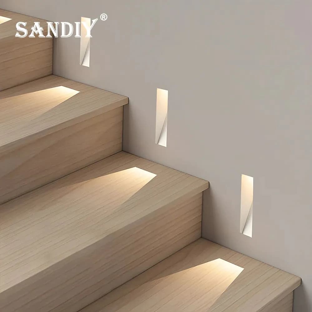 image-SANDIY Sensor Wall Sconce Lamp Recessed Step Lights Motion Detect Frameless Stair Lighting for Home Decor Hall Foyer Balcony 3W