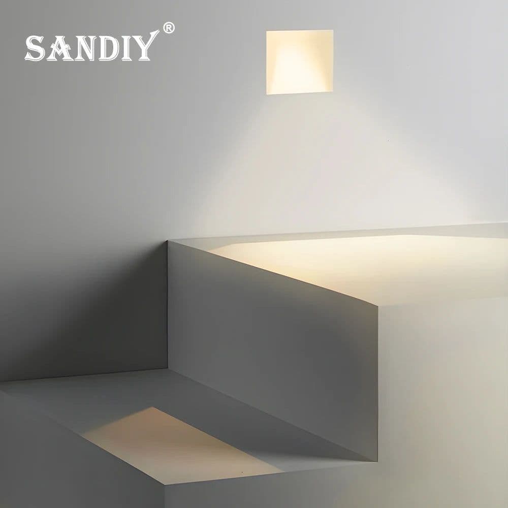 image-SANDIY Sensor Wall Sconce Lamp Recessed Step Lights Motion Detect Frameless Stair Lighting for Home Decor Hall Foyer Balcony 3W
