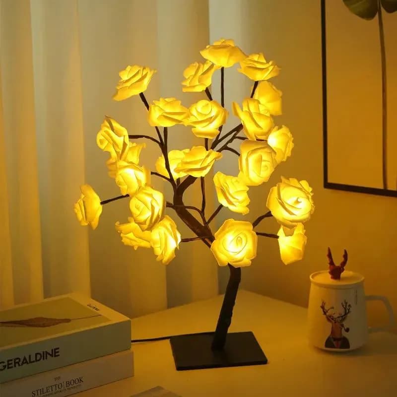 image-24 LED Rose Flower Tree Lights USB Table Lamp Fairy Maple Leaf Night Light Home Party Christmas Wedding Bedroom Decoration Gift