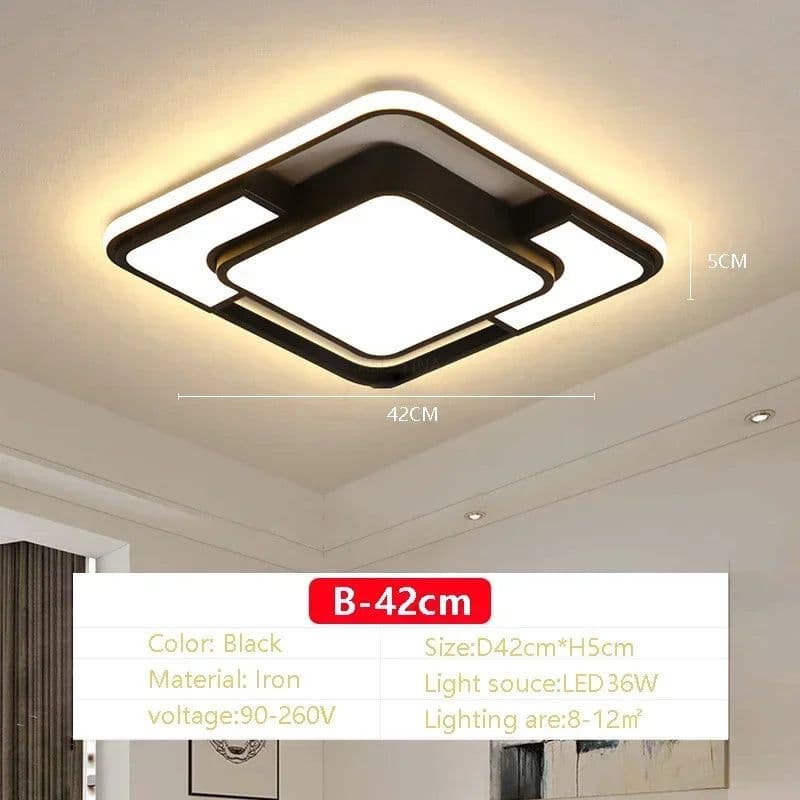 image-Modern LED Ceiling Light Home Decor Remote Control Lamps Bedroom Living Room Dining Room Round Square AC90-260V Lighting Lustre