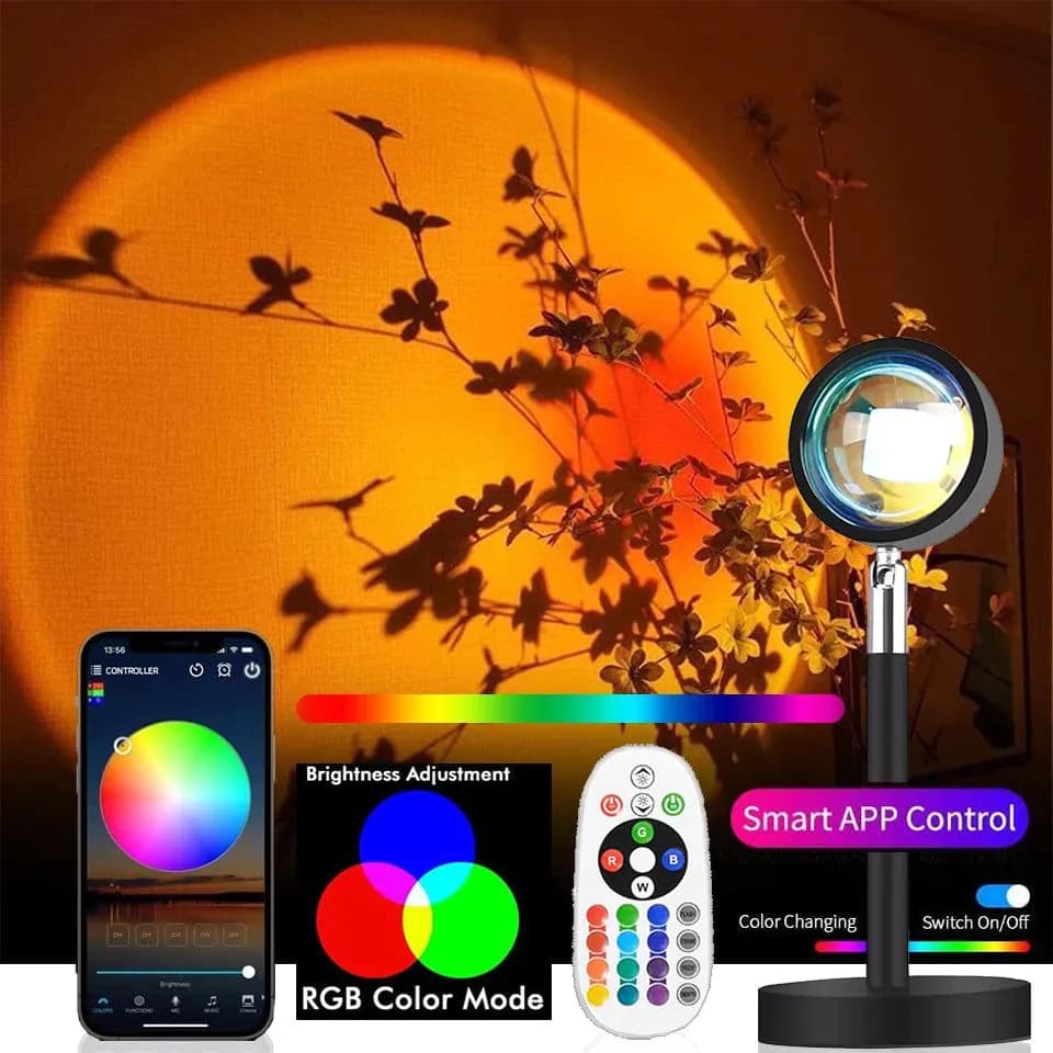 image-16 Colors RGB Photography Sunset Lamp Led Usb Projector Night Light Remote Neon Bedroom Home Coffee Store Wall Decoration Gift