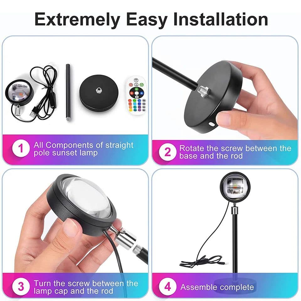 image-16 Colors RGB Photography Sunset Lamp Led Usb Projector Night Light Remote Neon Bedroom Home Coffee Store Wall Decoration Gift