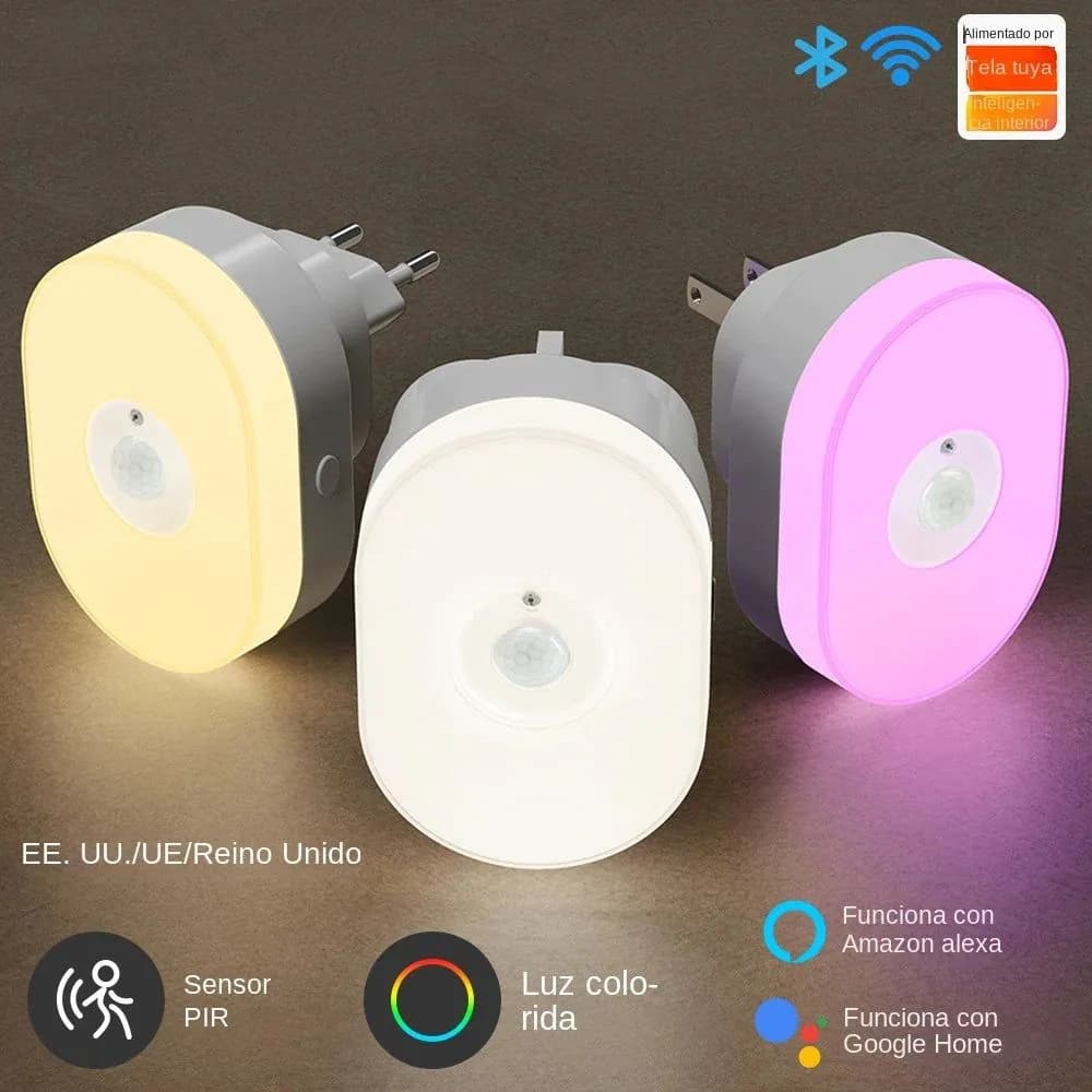 image-WiFi Tuya Smart Led Night Light PIR Motion Sensor Eu Us Uk Plug In Wall Lamp Warm White RGB Room App Voice For Alexa Google Home