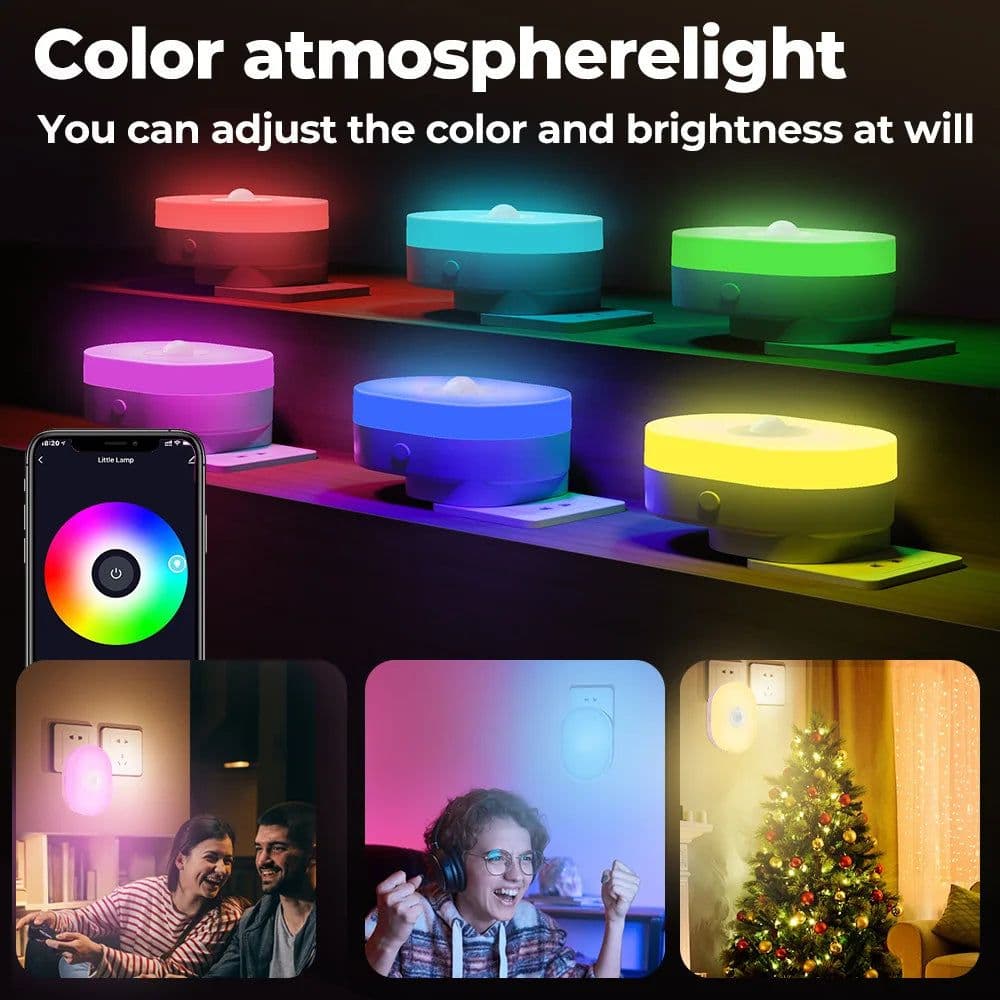 image-WiFi Tuya Smart Led Night Light PIR Motion Sensor Eu Us Uk Plug In Wall Lamp Warm White RGB Room App Voice For Alexa Google Home