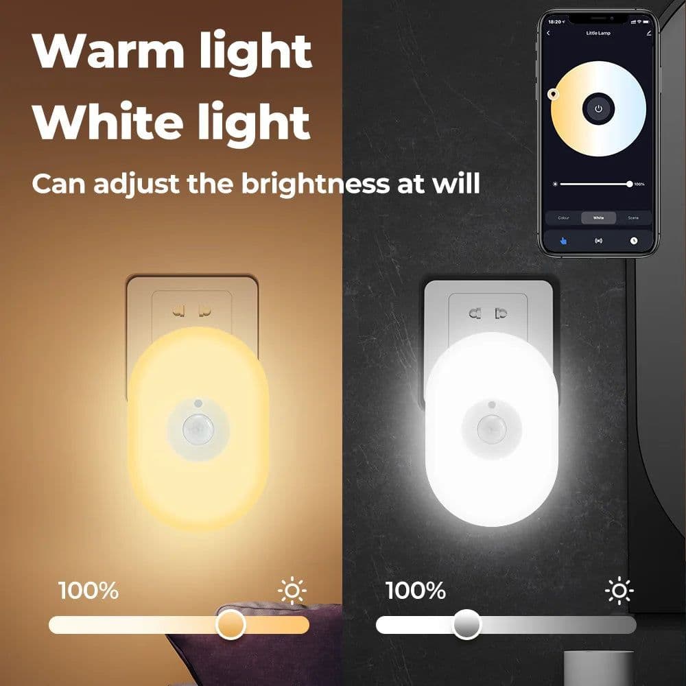 image-WiFi Tuya Smart Led Night Light PIR Motion Sensor Eu Us Uk Plug In Wall Lamp Warm White RGB Room App Voice For Alexa Google Home