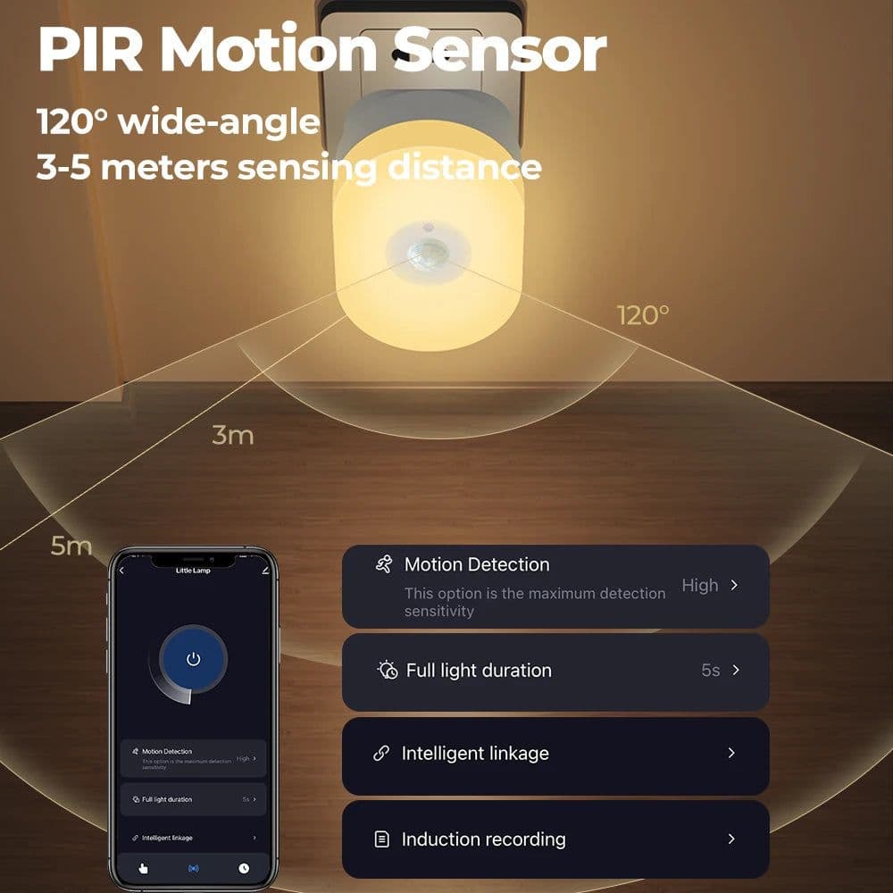 image-WiFi Tuya Smart Led Night Light PIR Motion Sensor Eu Us Uk Plug In Wall Lamp Warm White RGB Room App Voice For Alexa Google Home