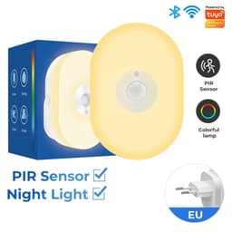 image-WiFi Tuya Smart Led Night Light PIR Motion Sensor Eu Us Uk Plug In Wall Lamp Warm White RGB Room App Voice For Alexa Google Home