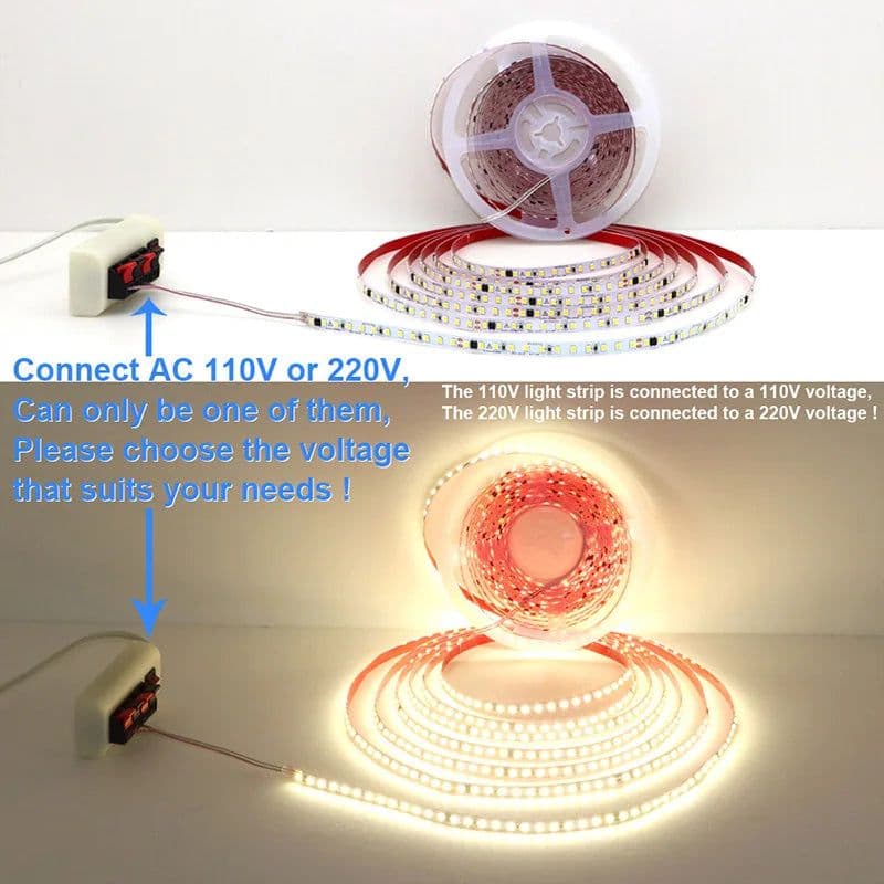 image-110V 220V LED Strip 2835 120LEDs/m Home Lamp Strip Red Ice Blue Green Yellow Pink 120V 230V Flexible Cuttable 20M Soft Light Bar