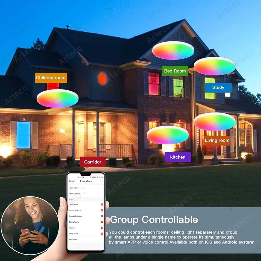 image-24W 40W Zigbee Smart Ceiling Led Lights RGB CW Tuya APP Control Ceiling Lamp For Living Room Bedroom Home Decor Works With Alexa