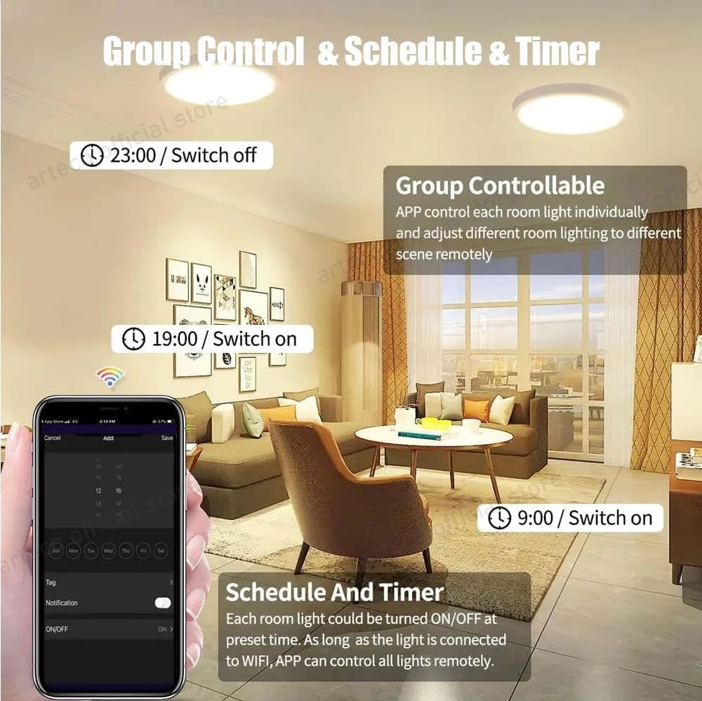 image-24W 40W Zigbee Smart Ceiling Led Lights RGB CW Tuya APP Control Ceiling Lamp For Living Room Bedroom Home Decor Works With Alexa