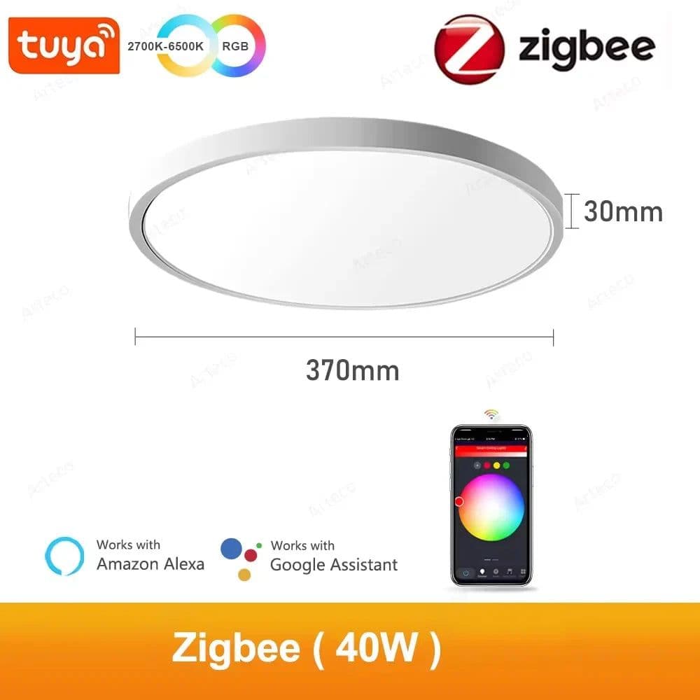 image-24W 40W Zigbee Smart Ceiling Led Lights RGB CW Tuya APP Control Ceiling Lamp For Living Room Bedroom Home Decor Works With Alexa