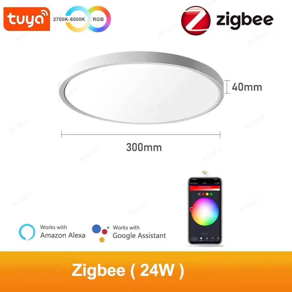 image-24W 40W Zigbee Smart Ceiling Led Lights RGB CW Tuya APP Control Ceiling Lamp For Living Room Bedroom Home Decor Works With Alexa