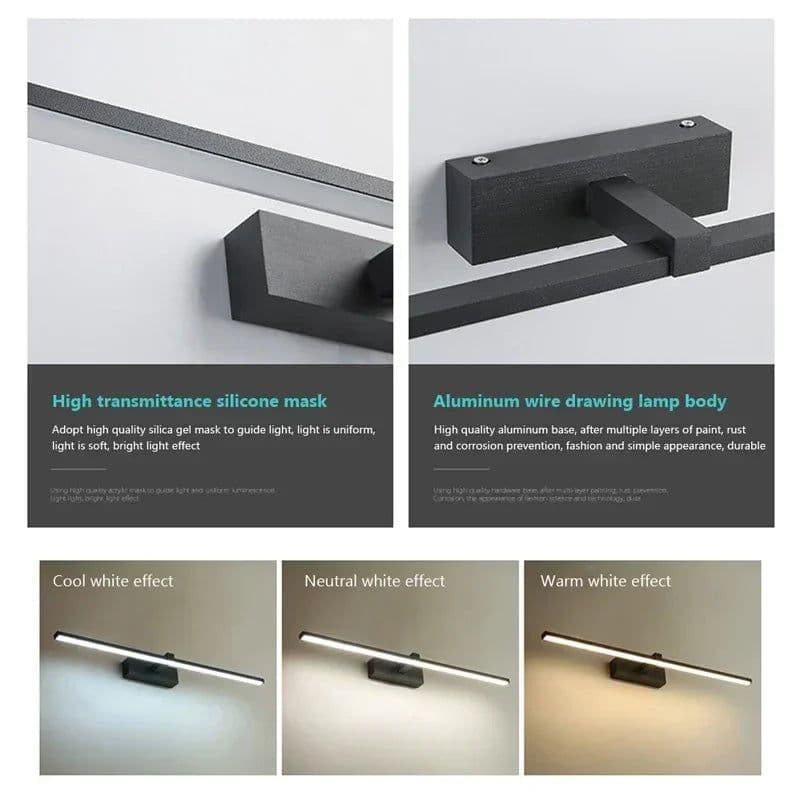 image-Modern LED Wall Light Mirror Lamps Aluminum Wall Sconce for Bathroom Mirror Headlight Home Decor Indoor Lighting Fixture Luster