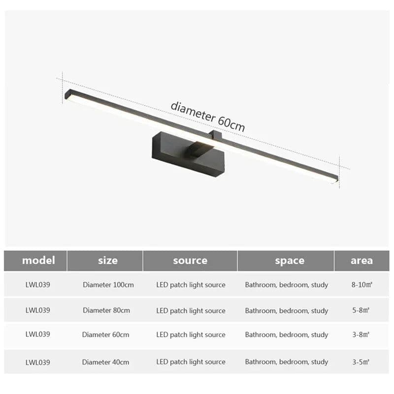image-Modern LED Wall Light Mirror Lamps Aluminum Wall Sconce for Bathroom Mirror Headlight Home Decor Indoor Lighting Fixture Luster