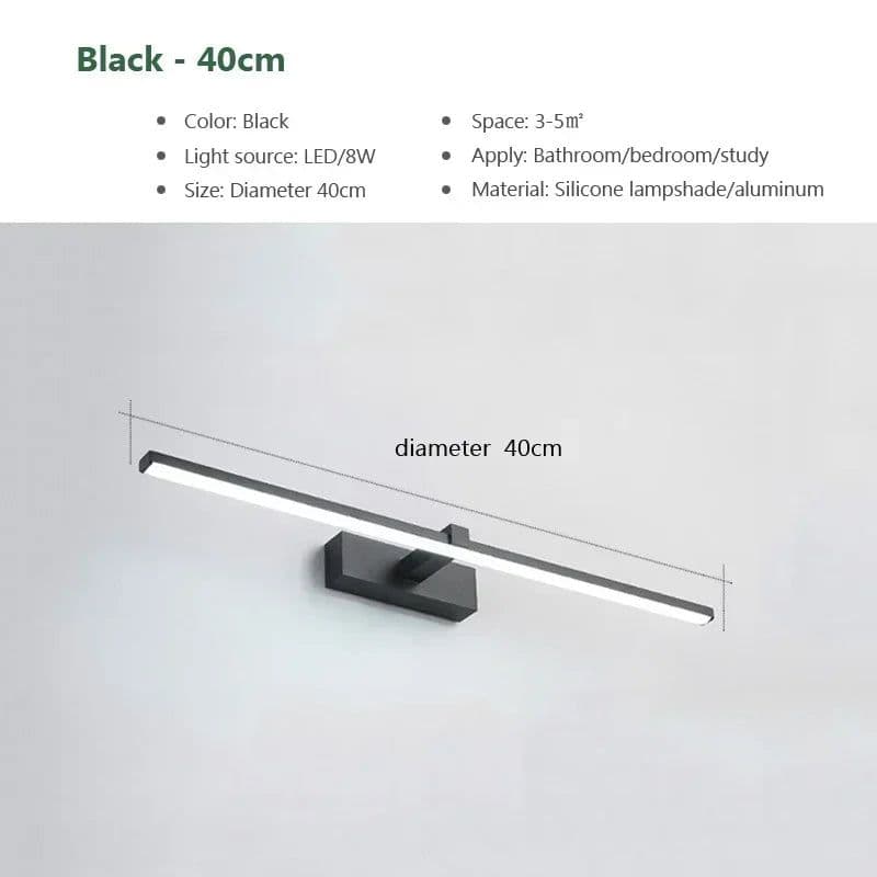 image-Modern LED Wall Light Mirror Lamps Aluminum Wall Sconce for Bathroom Mirror Headlight Home Decor Indoor Lighting Fixture Luster