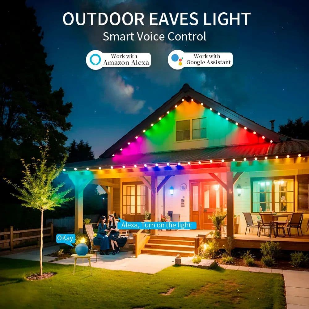 image-5054 16703IC(WS2811 WS2812B) Outdoor Eaves LED Light String Kit 2.4G BEL+WIFI Controller Work With Alexa Google Home Assistant