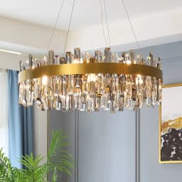 image-Modern Smoke Grey Crystal Chandelier Lighting Luxury Led hanging lamp for Dining Table Living Room Bedroom Home Decor lustre