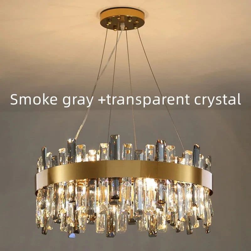 image-Modern Smoke Grey Crystal Chandelier Lighting Luxury Led hanging lamp for Dining Table Living Room Bedroom Home Decor lustre