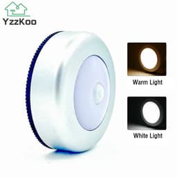 image-Wireless Round Motion Sensor LED Night Light Battery Powered Cabinet Night Lamp Bedside Lights For Bedroom Home Closet Lighting