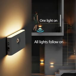 image-Smart Linkage Motion Sensor Night Light Rechargeable Wireless Magnetic LED Induction Lamp Wall Home Bedroom Kitchen Staircase