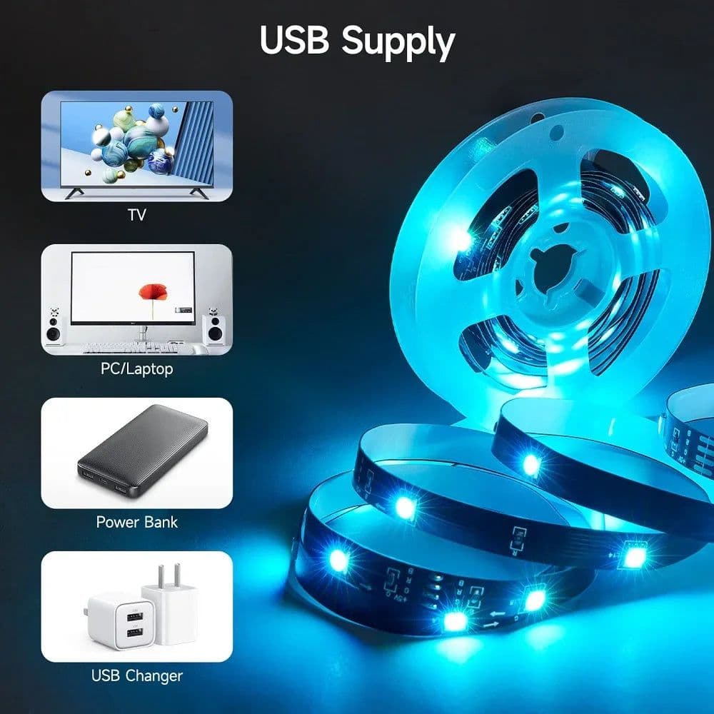 image-RGB 3.28ft/1M~100ft/30M Smart LED Strip Lights With 44-Key Remote & APP Control Music Sync LED Ambient Lamp For Home Decoration