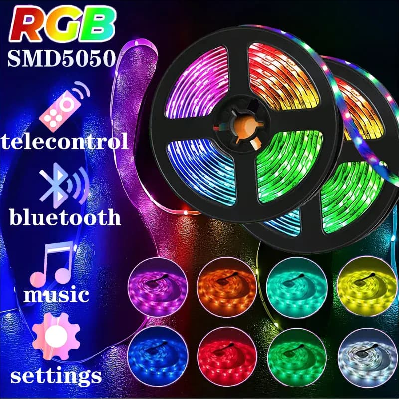 image-RGB LED Strip Lights 5050 Bluetooth APP IR Remote Control USB 1M 2M 3M 4M 5M 10M 15M 20M Festival Deco Backlight For Home