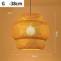 image-Bamboo rattan wicker chandelier 60/50/40cm Handmade Lampshade LED hanging woven lamp shade Home Bedroom Decors coffee bar lamp