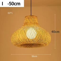 image-Bamboo rattan wicker chandelier 60/50/40cm Handmade Lampshade LED hanging woven lamp shade Home Bedroom Decors coffee bar lamp
