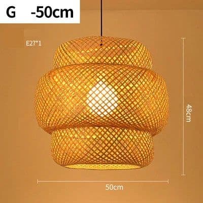 image-Bamboo rattan wicker chandelier 60/50/40cm Handmade Lampshade LED hanging woven lamp shade Home Bedroom Decors coffee bar lamp