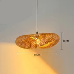 image-Bamboo rattan wicker chandelier 60/50/40cm Handmade Lampshade LED hanging woven lamp shade Home Bedroom Decors coffee bar lamp