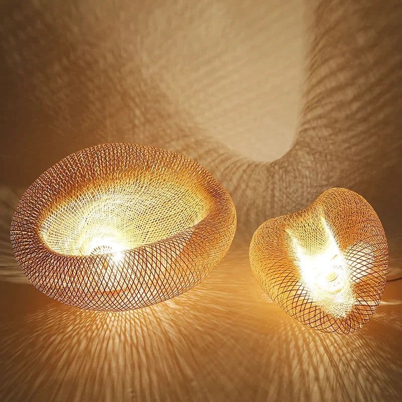 image-Bamboo rattan wicker chandelier 60/50/40cm Handmade Lampshade LED hanging woven lamp shade Home Bedroom Decors coffee bar lamp
