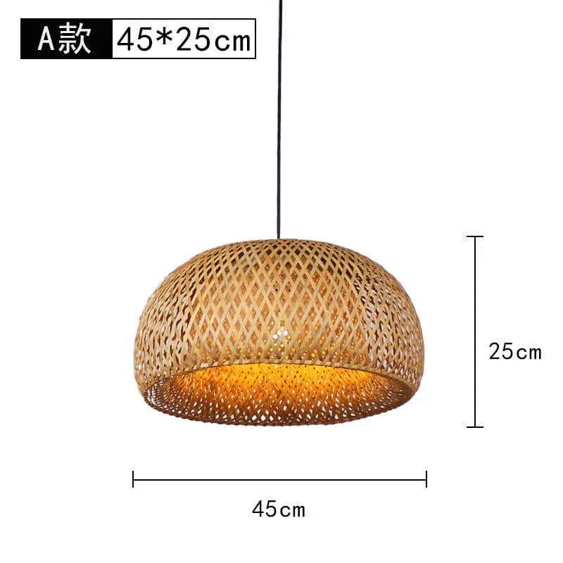 image-Bamboo rattan wicker chandelier 60/50/40cm Handmade Lampshade LED hanging woven lamp shade Home Bedroom Decors coffee bar lamp