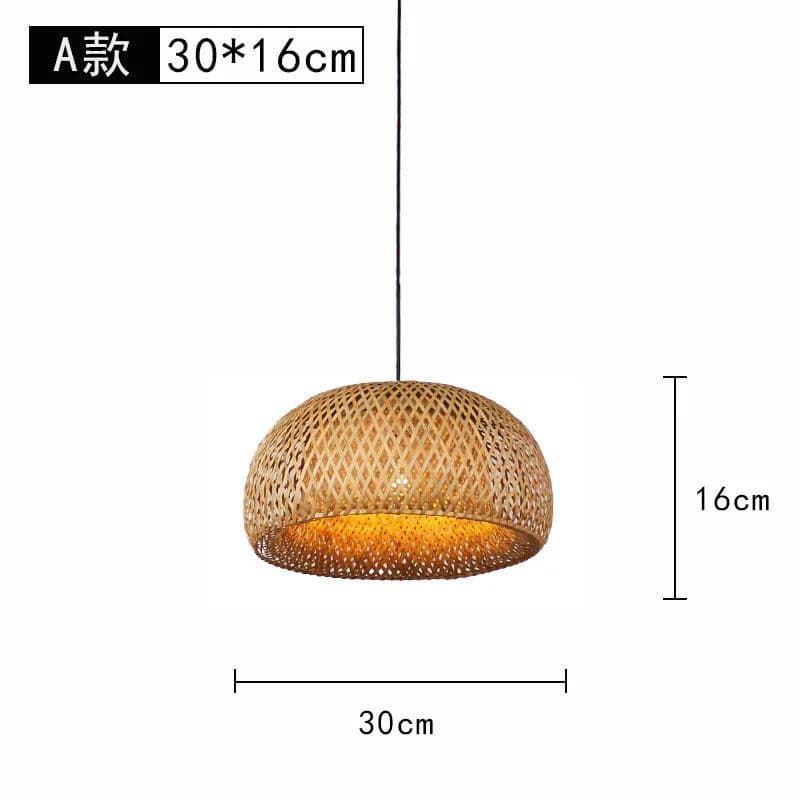 image-Bamboo rattan wicker chandelier 60/50/40cm Handmade Lampshade LED hanging woven lamp shade Home Bedroom Decors coffee bar lamp