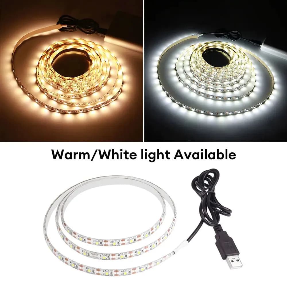 image-1meter DC 5V USB LED Strips 2835 White Warm White LED Strip Light TV Background Lighting Tape Home Decor Lamp LED String Light
