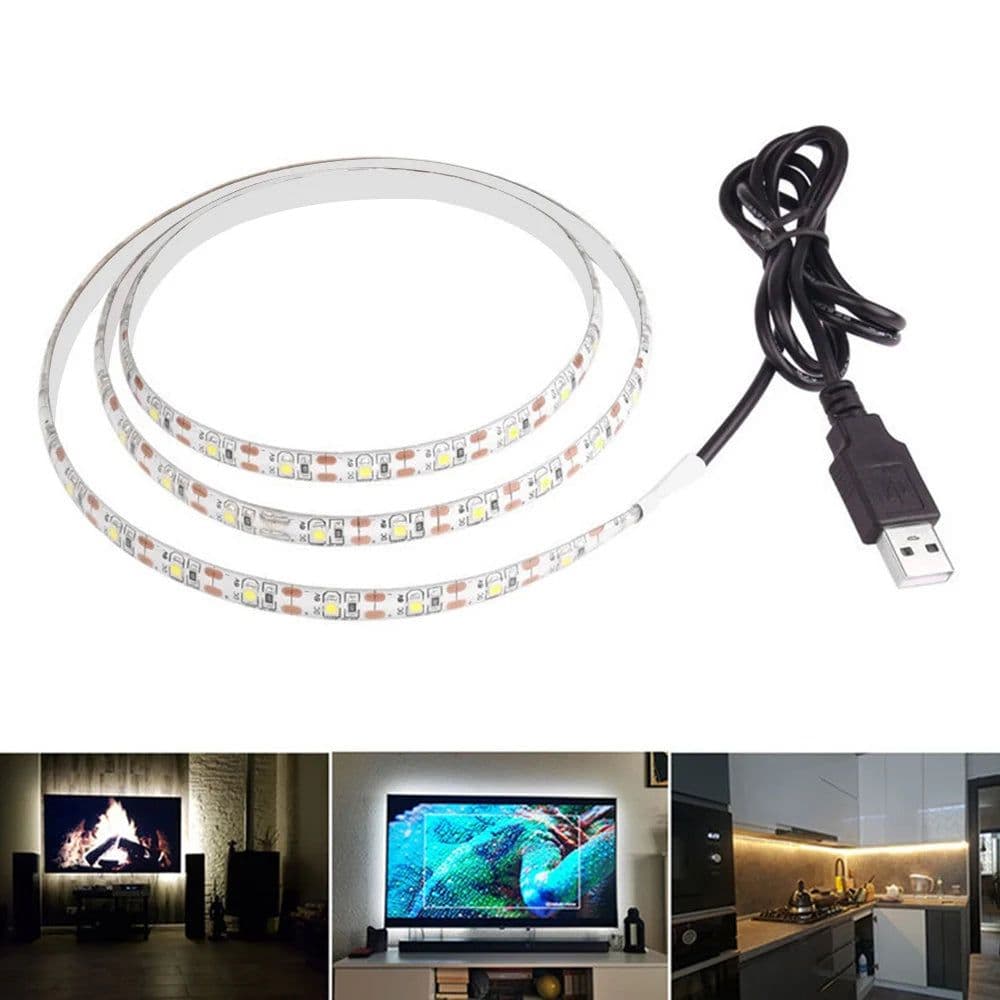 image-1meter DC 5V USB LED Strips 2835 White Warm White LED Strip Light TV Background Lighting Tape Home Decor Lamp LED String Light