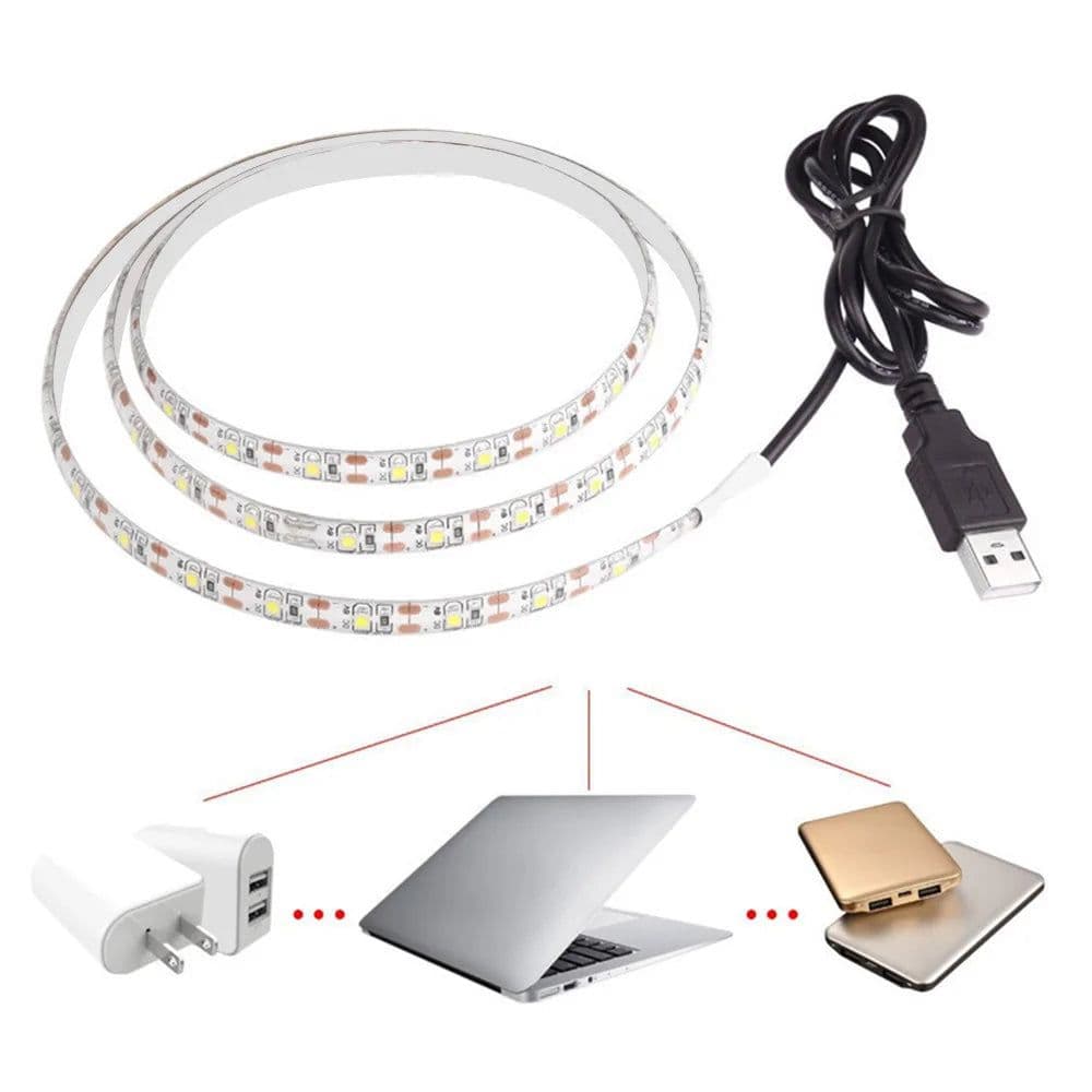image-1meter DC 5V USB LED Strips 2835 White Warm White LED Strip Light TV Background Lighting Tape Home Decor Lamp LED String Light