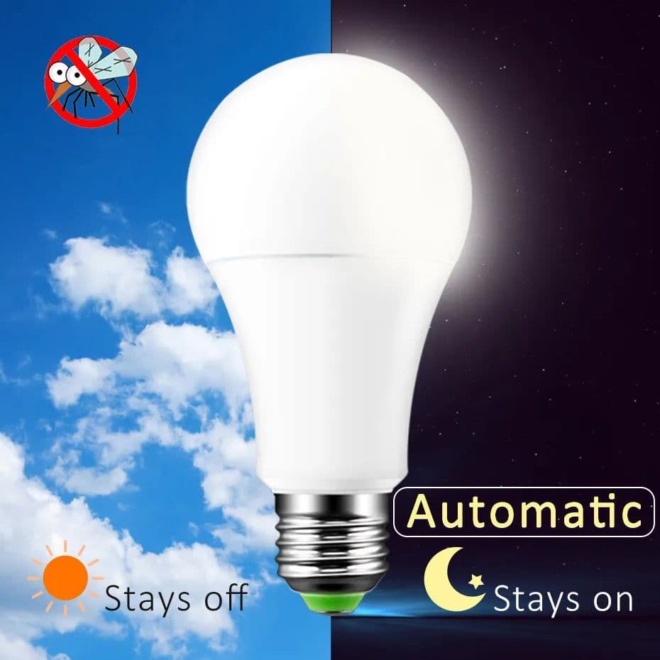 image-85-265V E27 LED Sensor Lamp Bulb IP44 10W 15W Automatic Dusk To Dawn LED Day Night Light Sensor Bulb For Home Porch Hallway