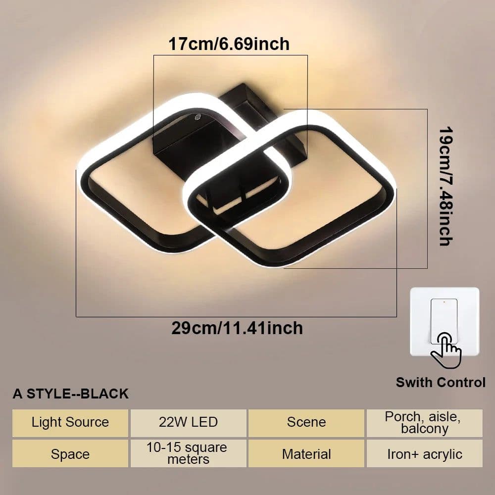 image-LED Aisle Ceiling Lights Small Ceiling Lamp Modern 2 Rings Led Surface Lighting Fixture for Home Hallway Balcony Office Lustre