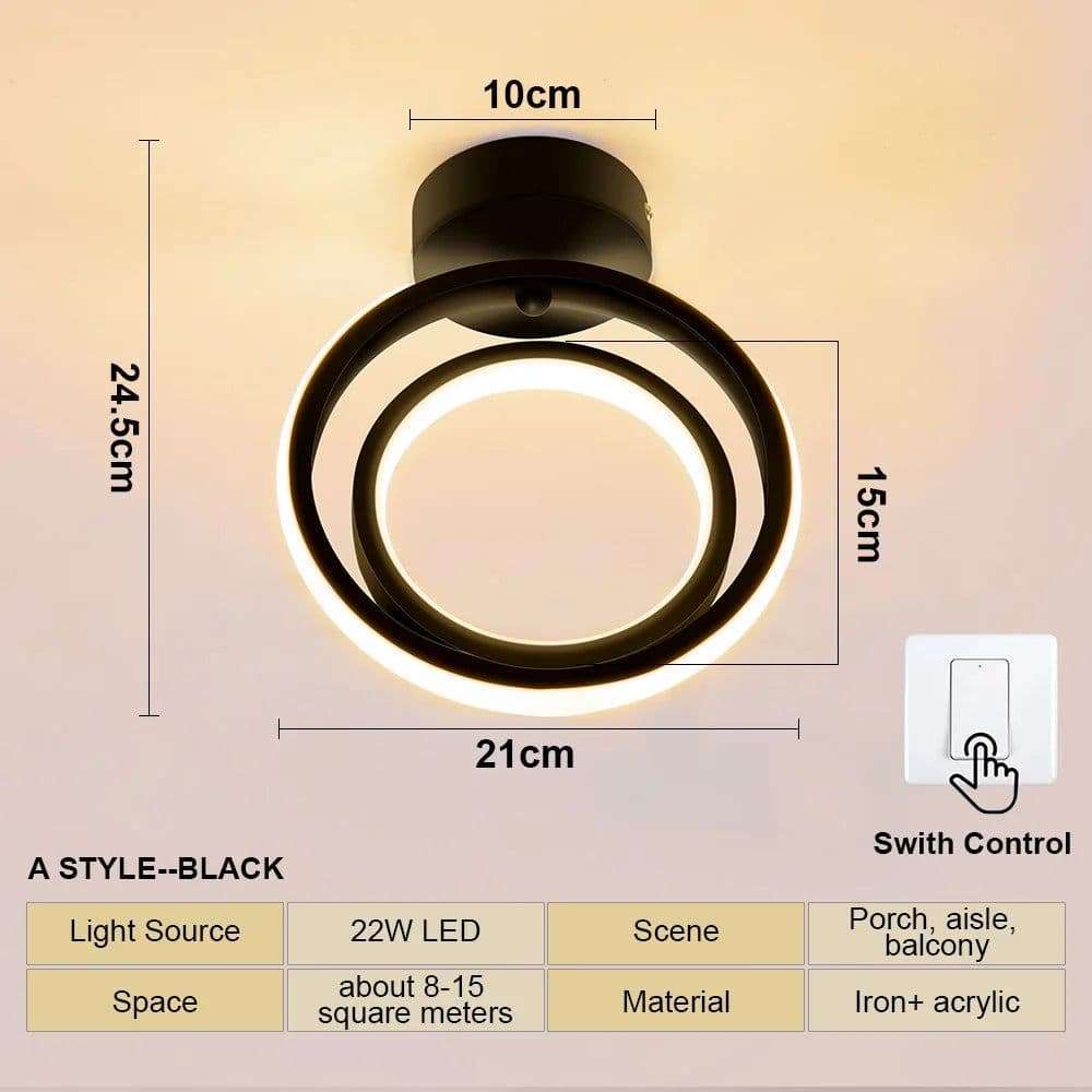 image-LED Aisle Ceiling Lights Small Ceiling Lamp Modern 2 Rings Led Surface Lighting Fixture for Home Hallway Balcony Office Lustre