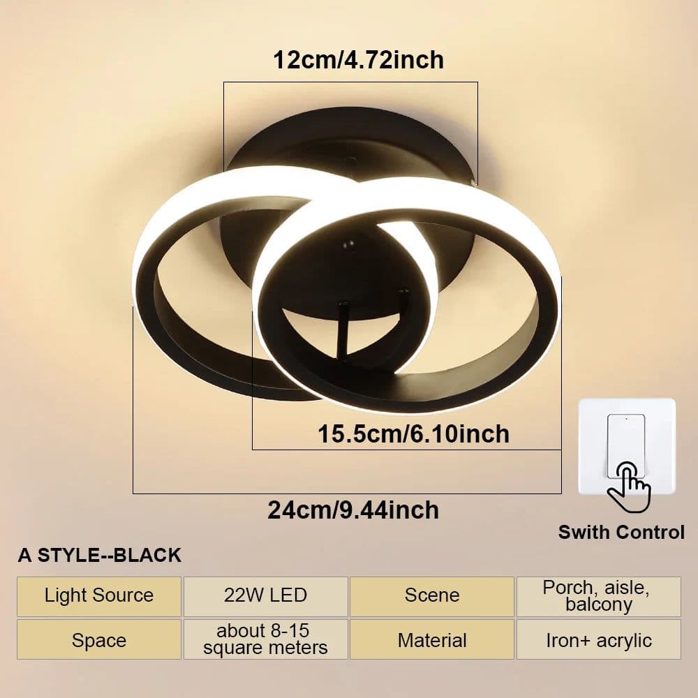 image-LED Aisle Ceiling Lights Small Ceiling Lamp Modern 2 Rings Led Surface Lighting Fixture for Home Hallway Balcony Office Lustre