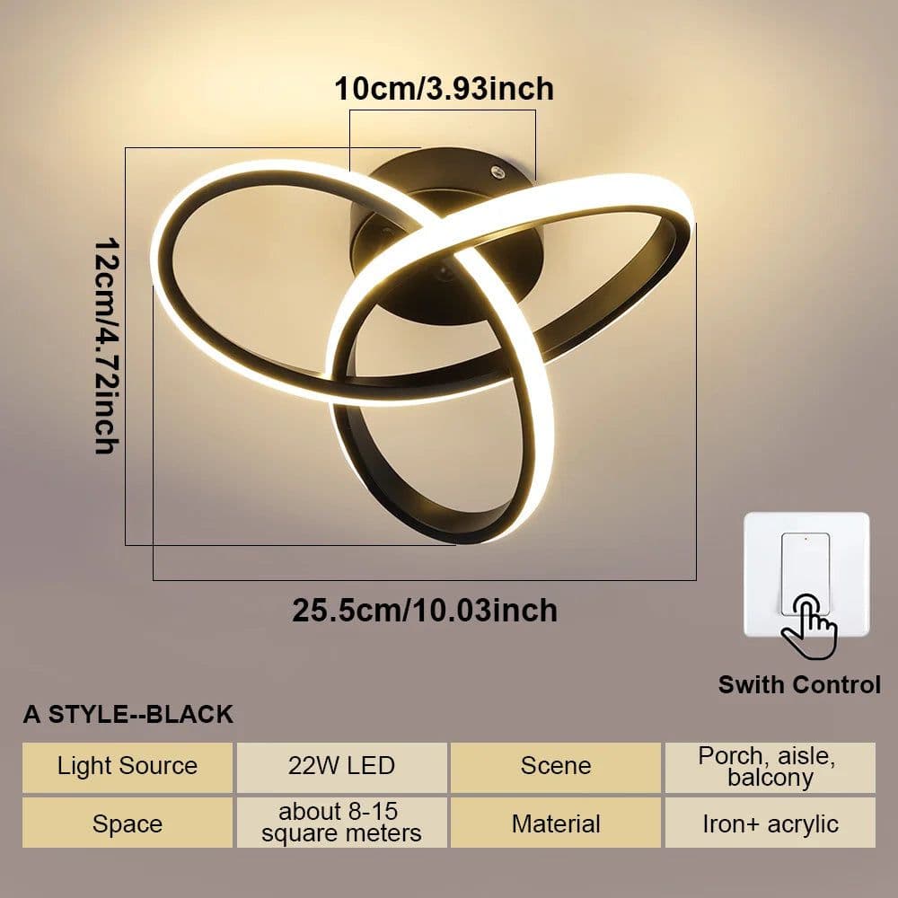 image-LED Aisle Ceiling Lights Small Ceiling Lamp Modern 2 Rings Led Surface Lighting Fixture for Home Hallway Balcony Office Lustre