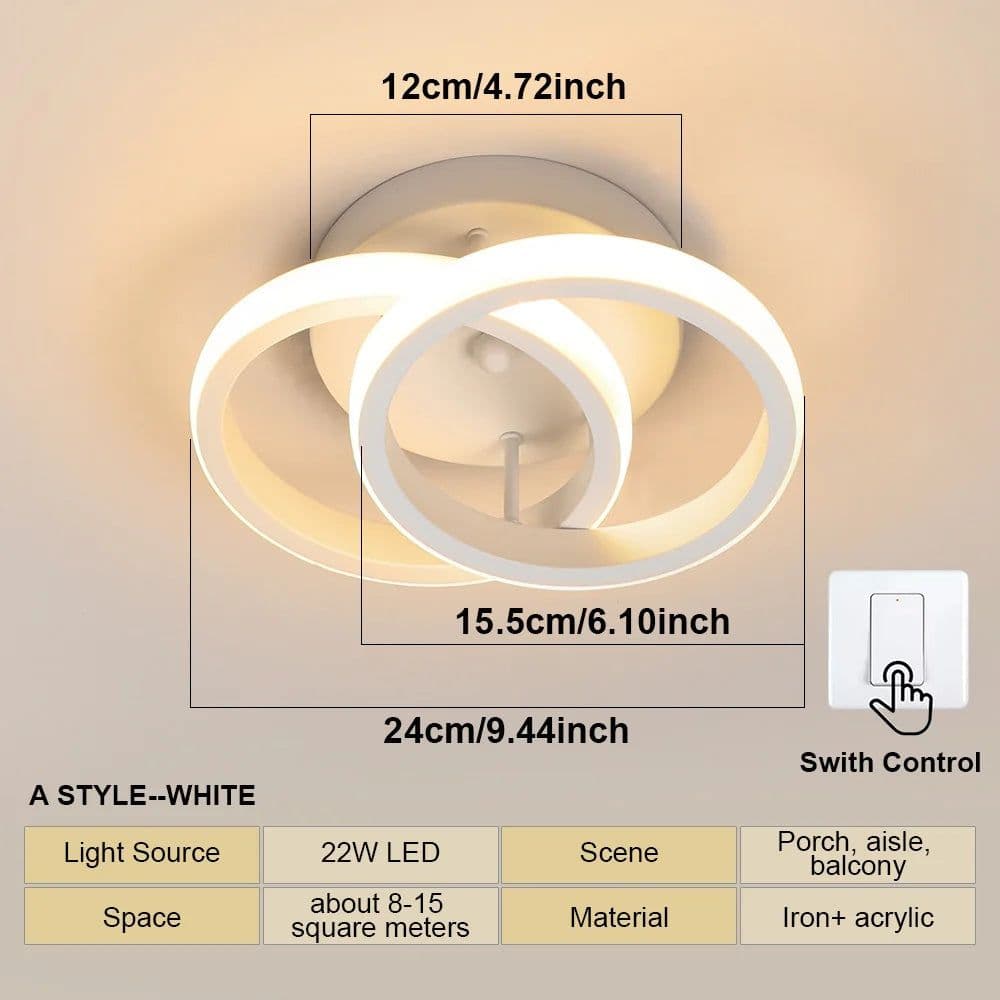 image-LED Aisle Ceiling Lights Small Ceiling Lamp Modern 2 Rings Led Surface Lighting Fixture for Home Hallway Balcony Office Lustre