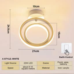 image-LED Aisle Ceiling Lights Small Ceiling Lamp Modern 2 Rings Led Surface Lighting Fixture for Home Hallway Balcony Office Lustre