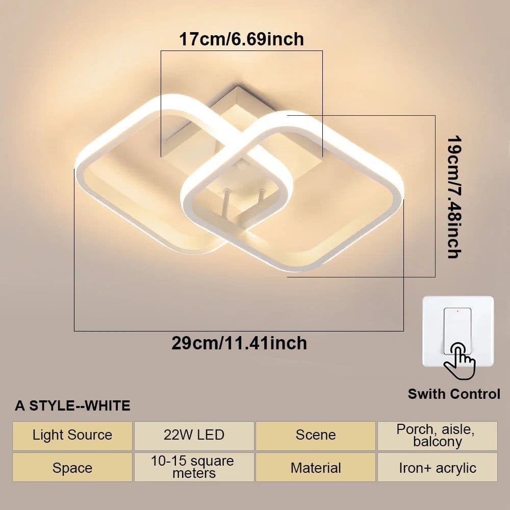image-LED Aisle Ceiling Lights Small Ceiling Lamp Modern 2 Rings Led Surface Lighting Fixture for Home Hallway Balcony Office Lustre